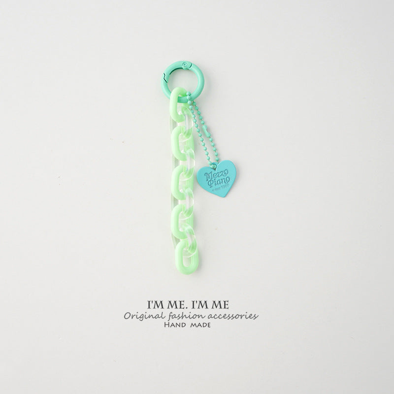 Jelly Chain Heart Pendant Bag Charm - Green