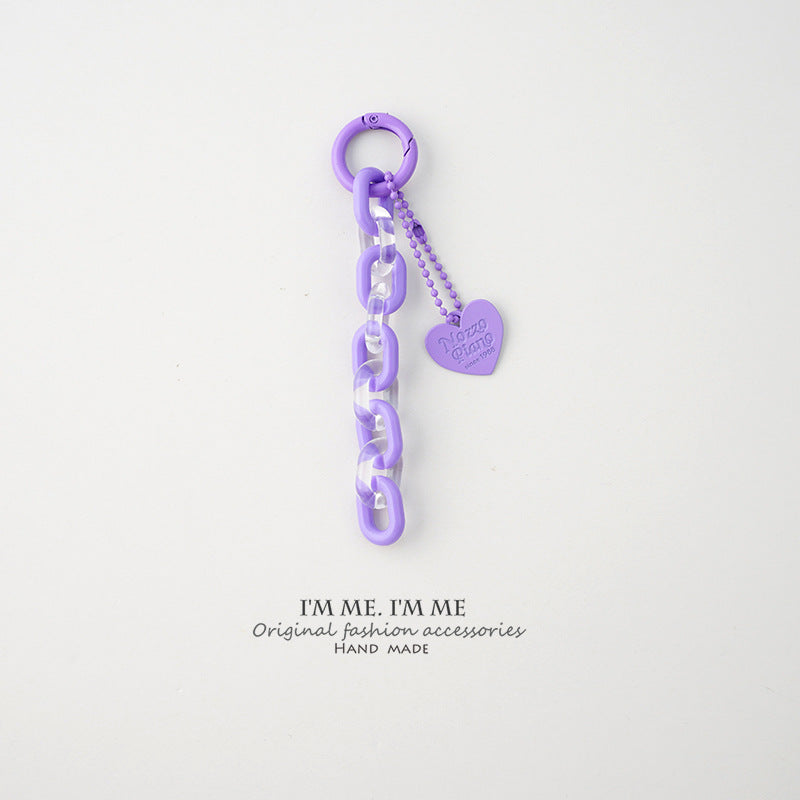 Jelly Chain Heart Pendant Bag Charm - Purple