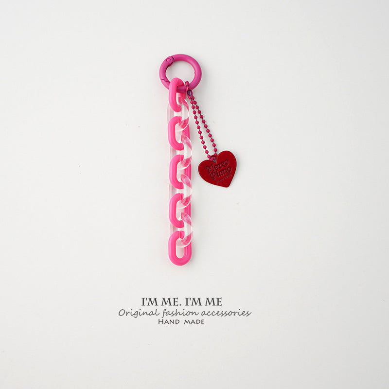 Jelly Chain Heart Pendant Bag Charm - Rose