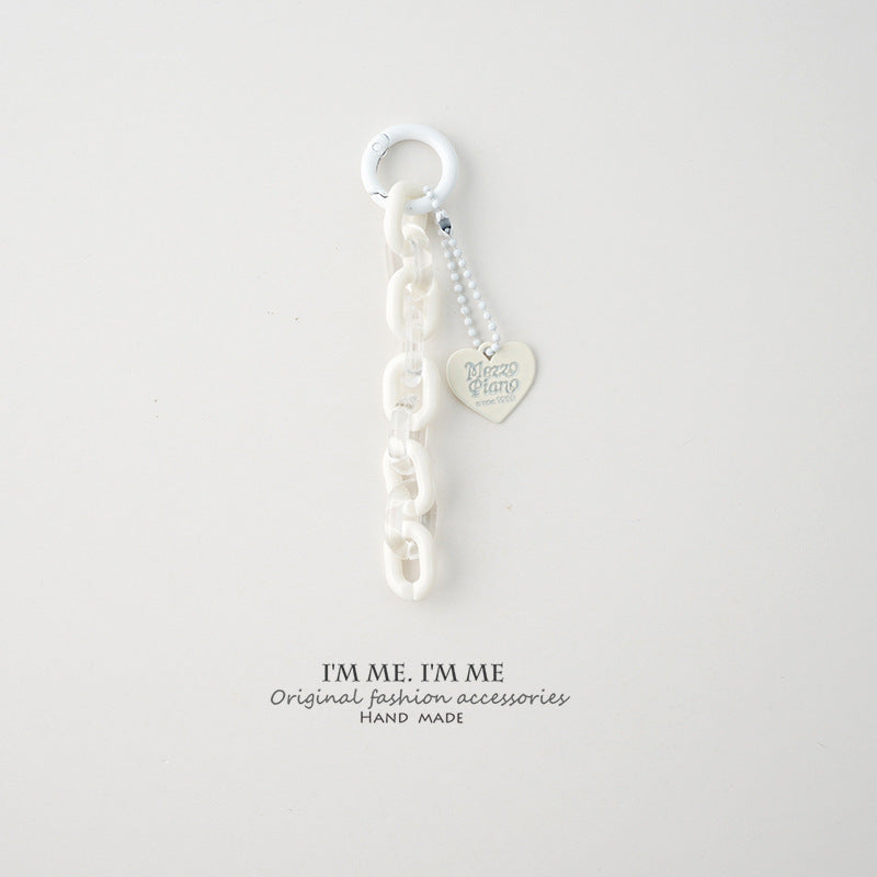 Jelly Chain Heart Pendant Bag Charm - White