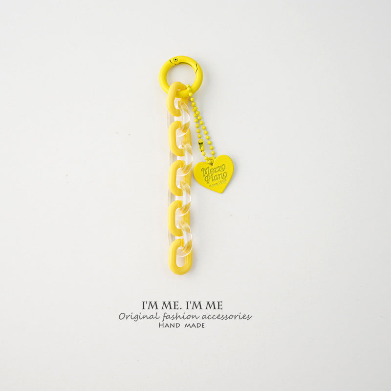 Jelly Chain Heart Pendant Bag Charm - Yellow