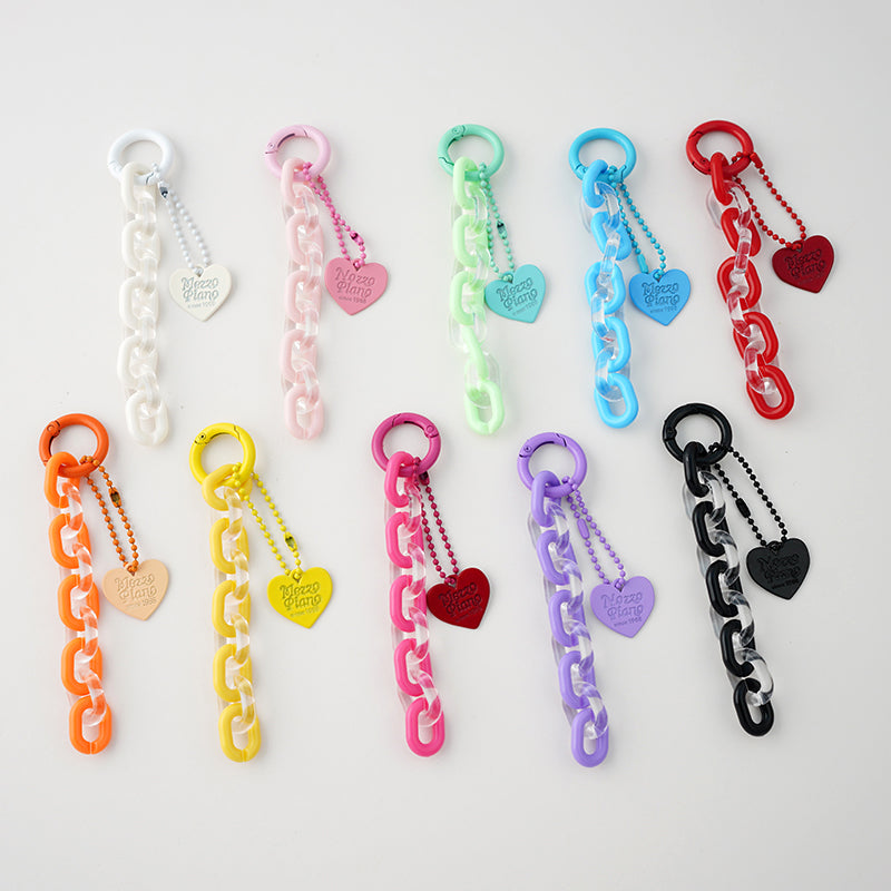 Jelly Chain Heart Pendant Bag Charm