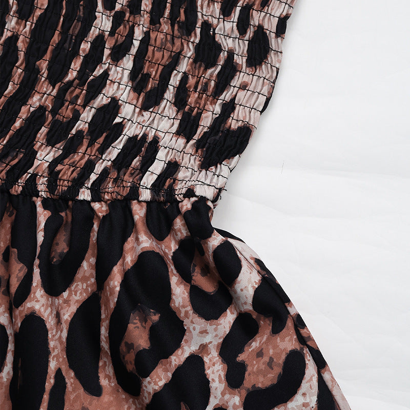 Leopard Print Strapless Shirred Mini Dress - Leopard - 8
