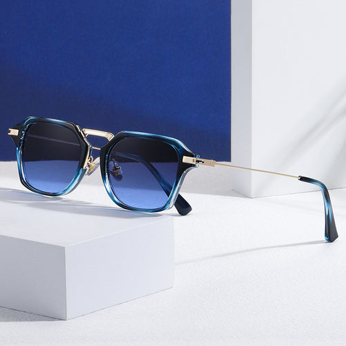 Angular Double Bridge Square Sunglasses