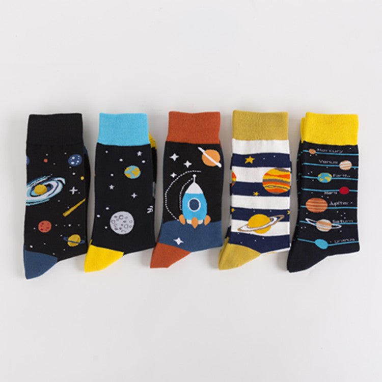 Cosmic Space Print Cotton Crew Socks - view 1