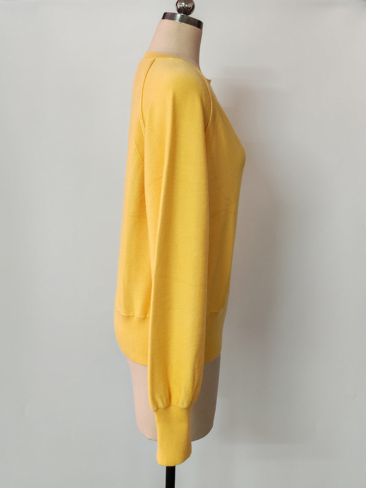 Henley Button Raglan Knit Pullover Sweater - Yellow - 1