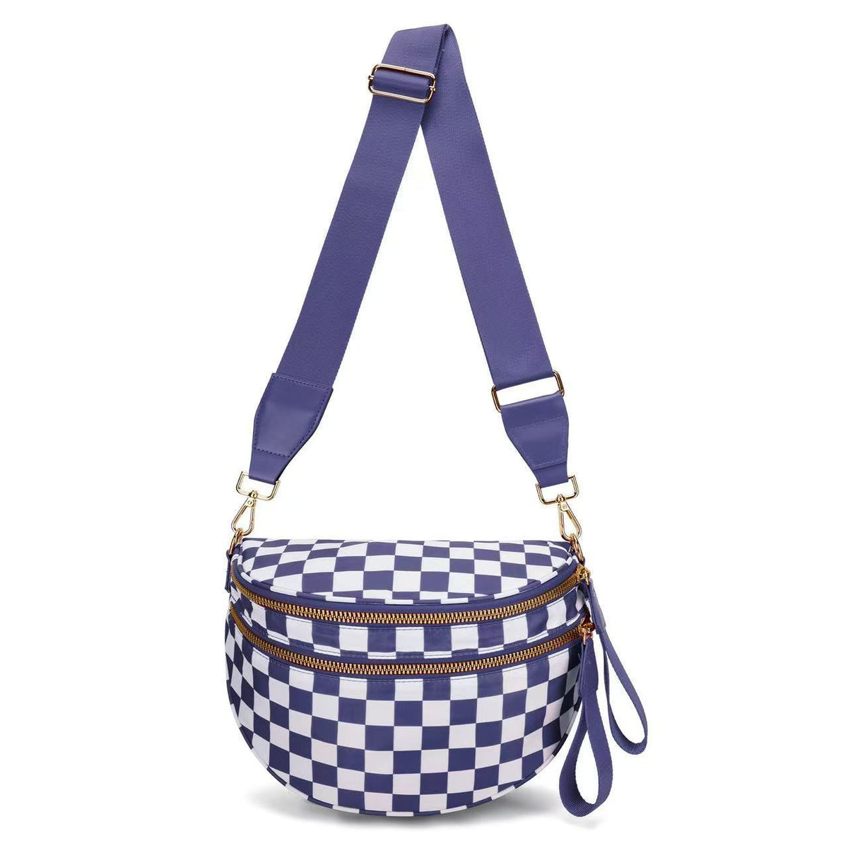 Printed Crescent Sling Belt Bag with Adjustable Strap - CDPurple