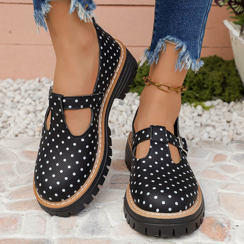 Polka Dot T-Strap Platform Mary Jane Shoes