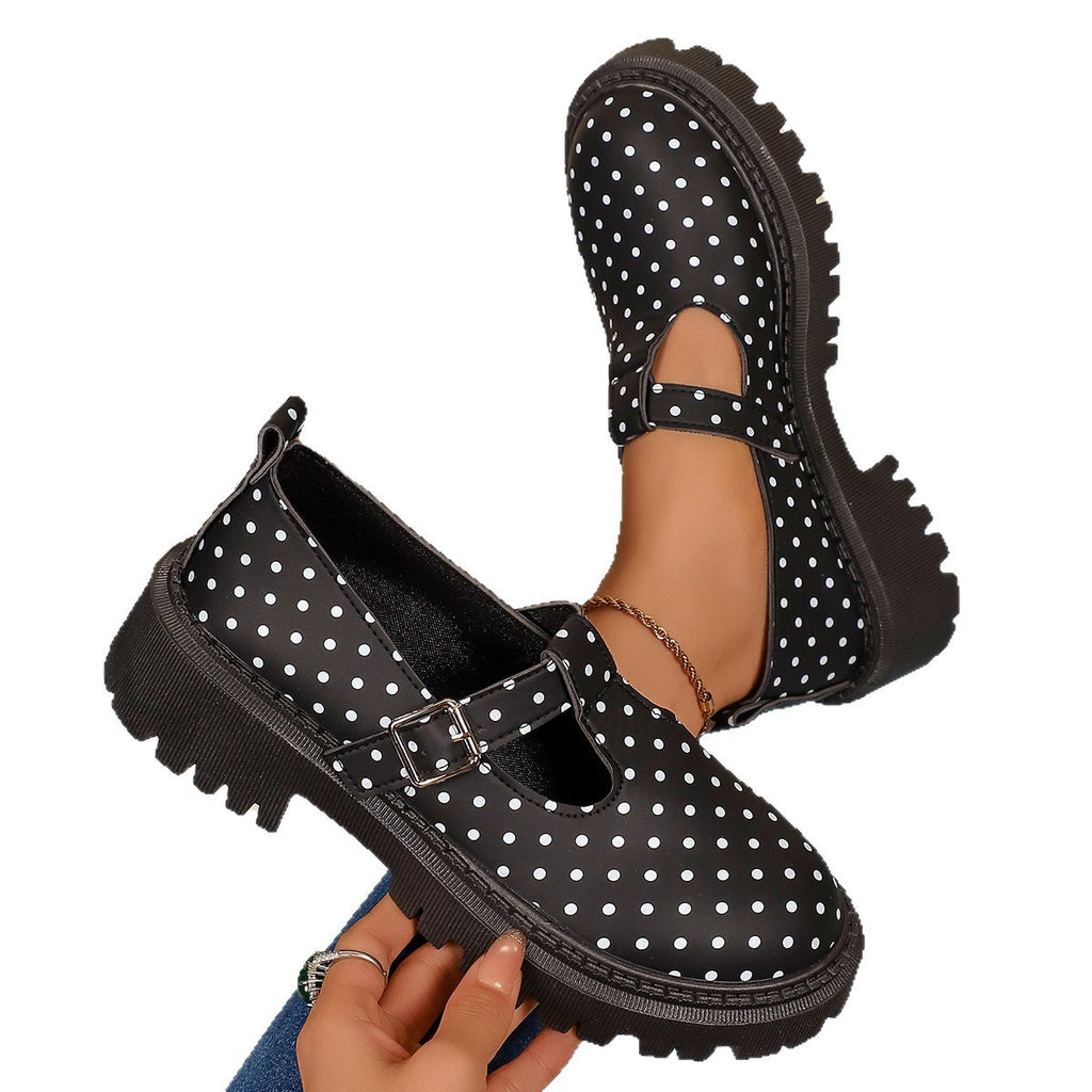 Polka Dot T-Strap Platform Mary Jane Shoes