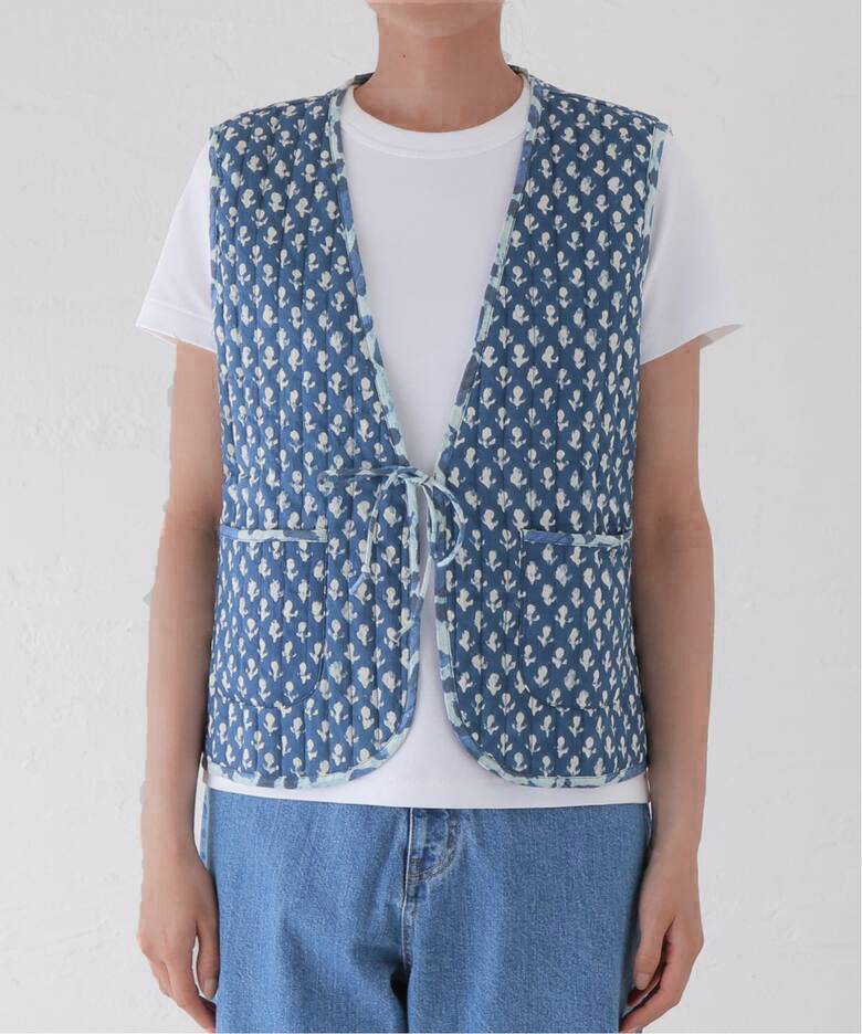 Reversible Star Print Quilted Vest - Blue - 11