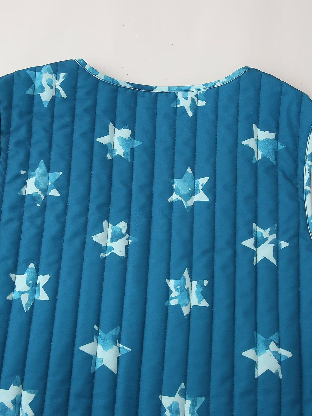 Reversible Star Print Quilted Vest - Blue - 3