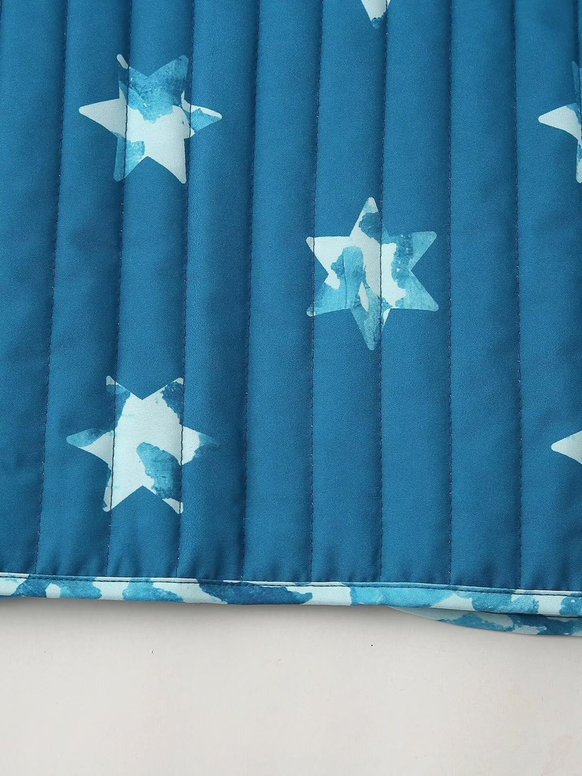 Reversible Star Print Quilted Vest - Blue - 7