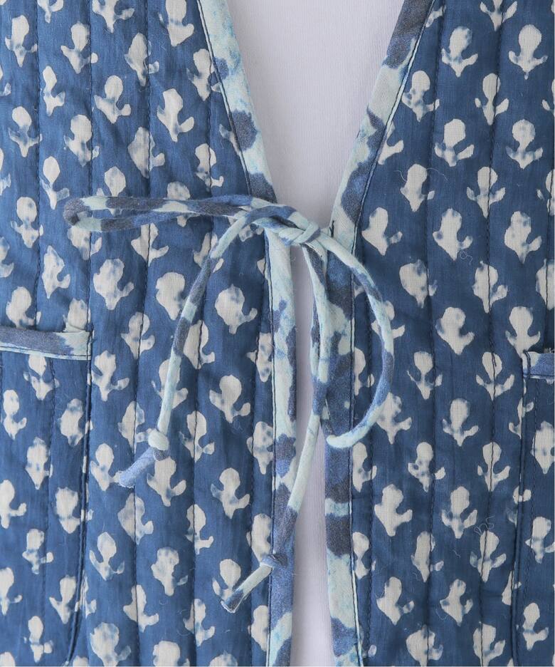Reversible Star Print Quilted Vest - Blue - 8
