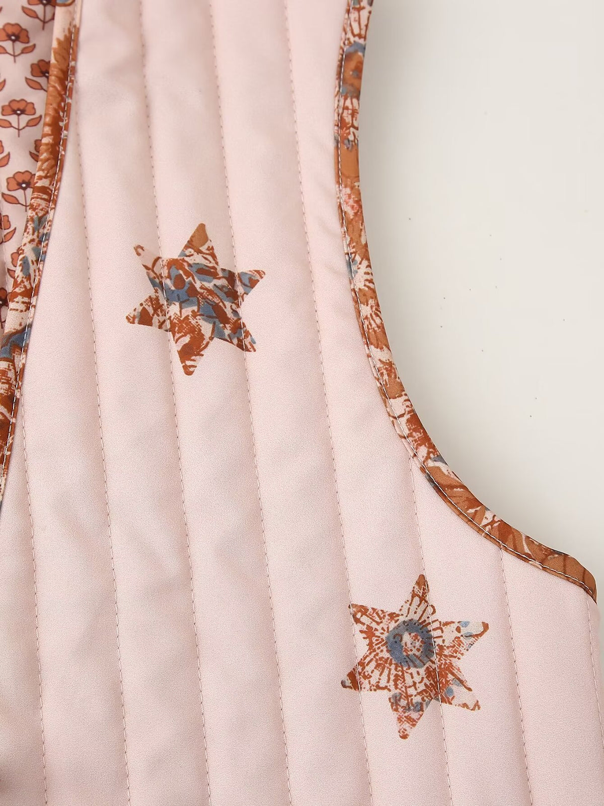 Reversible Star Print Quilted Vest - Pink - 6