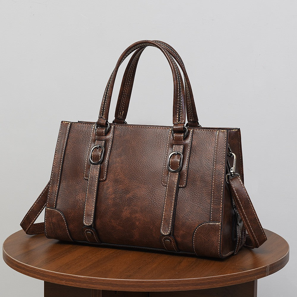 Vintage Buckle Strap Satchel Bag