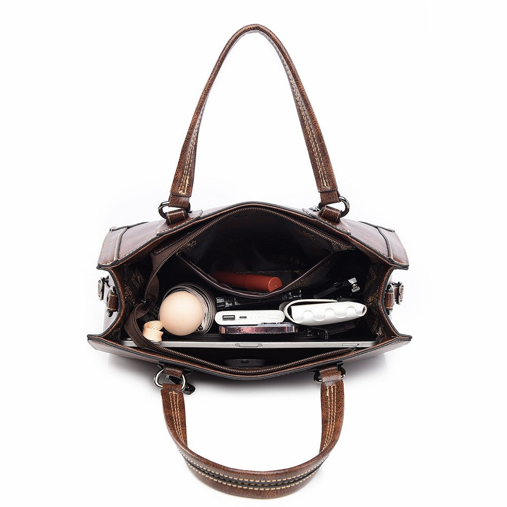 Vintage Buckle Strap Satchel Bag