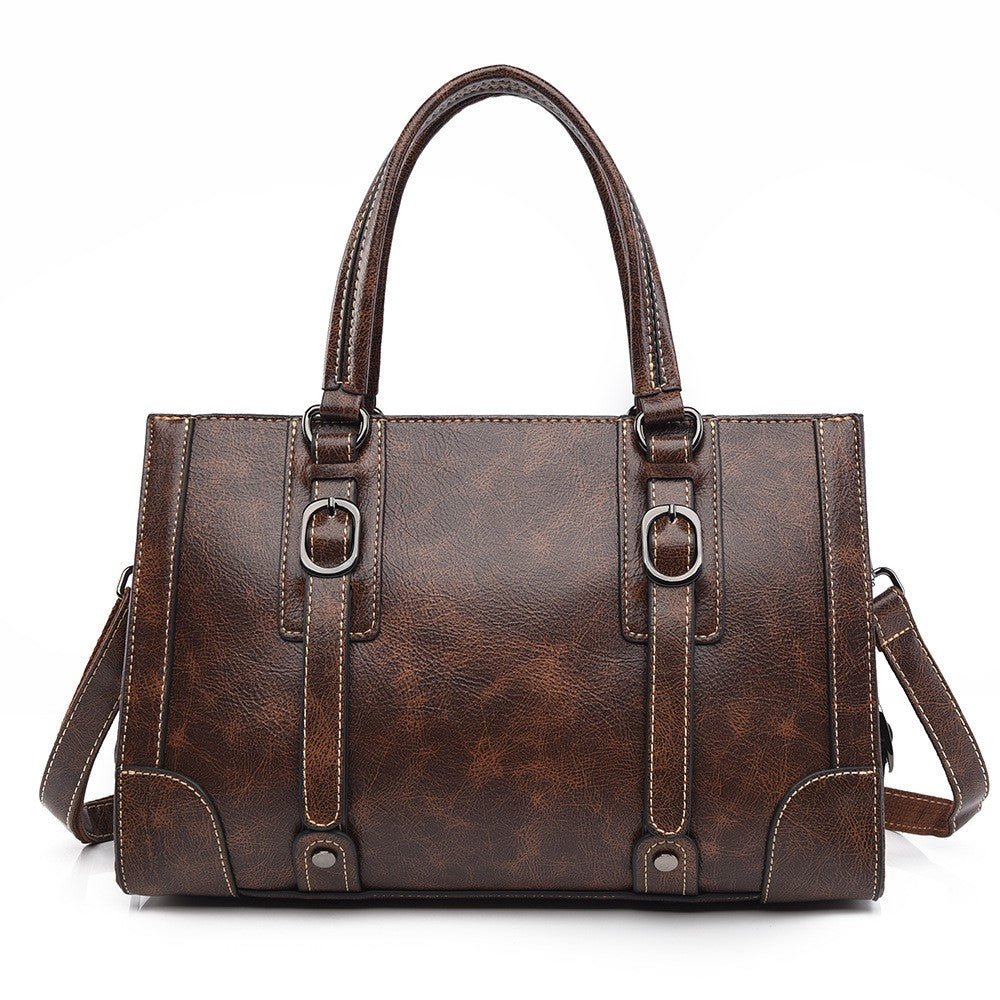 Vintage Buckle Strap Satchel Bag