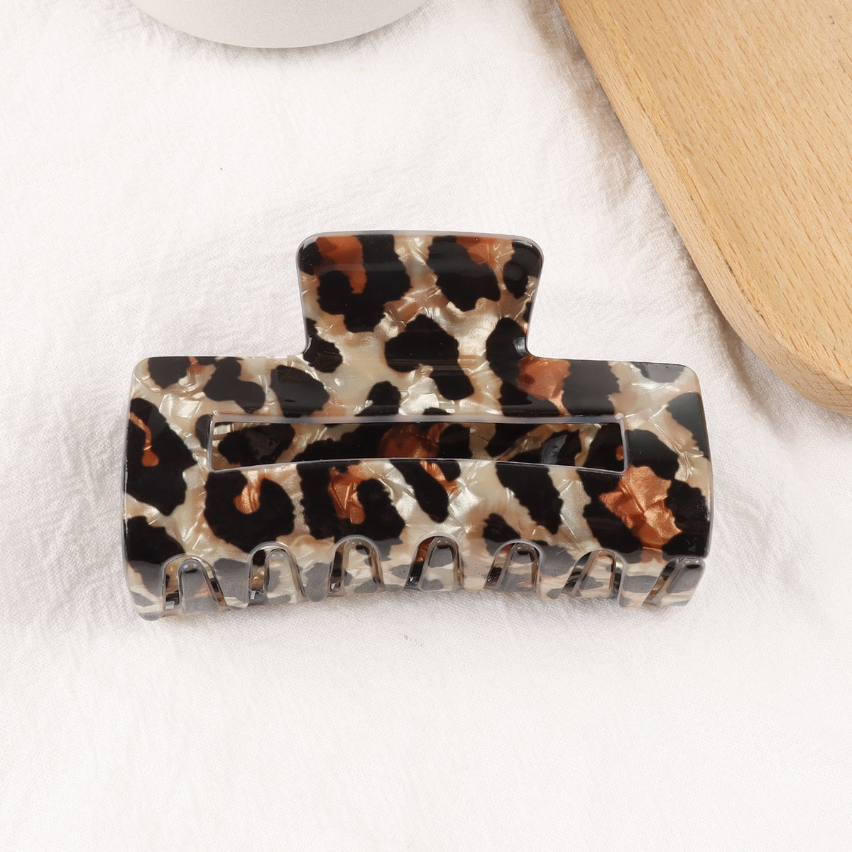 Leopard Print Rectangular Claw Hair Clip - Color_01