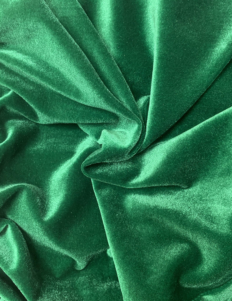 Velour Cropped Hoodie And Wide Leg Trouser Set - Green - 2