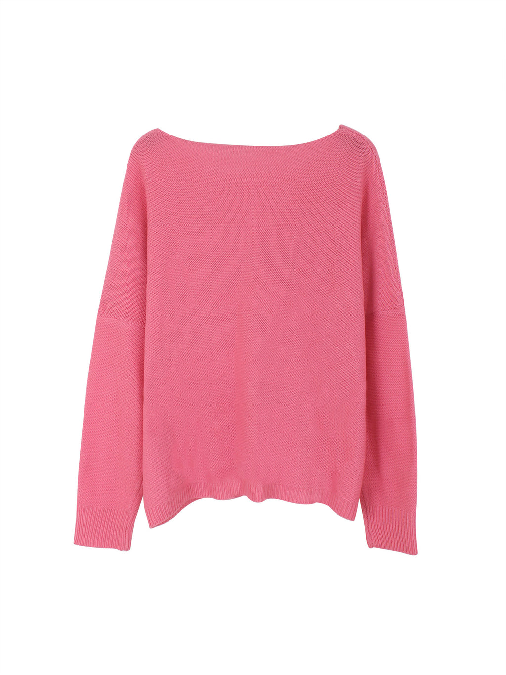 Love Graphic Boat Neck Knit Top - Peach - 3