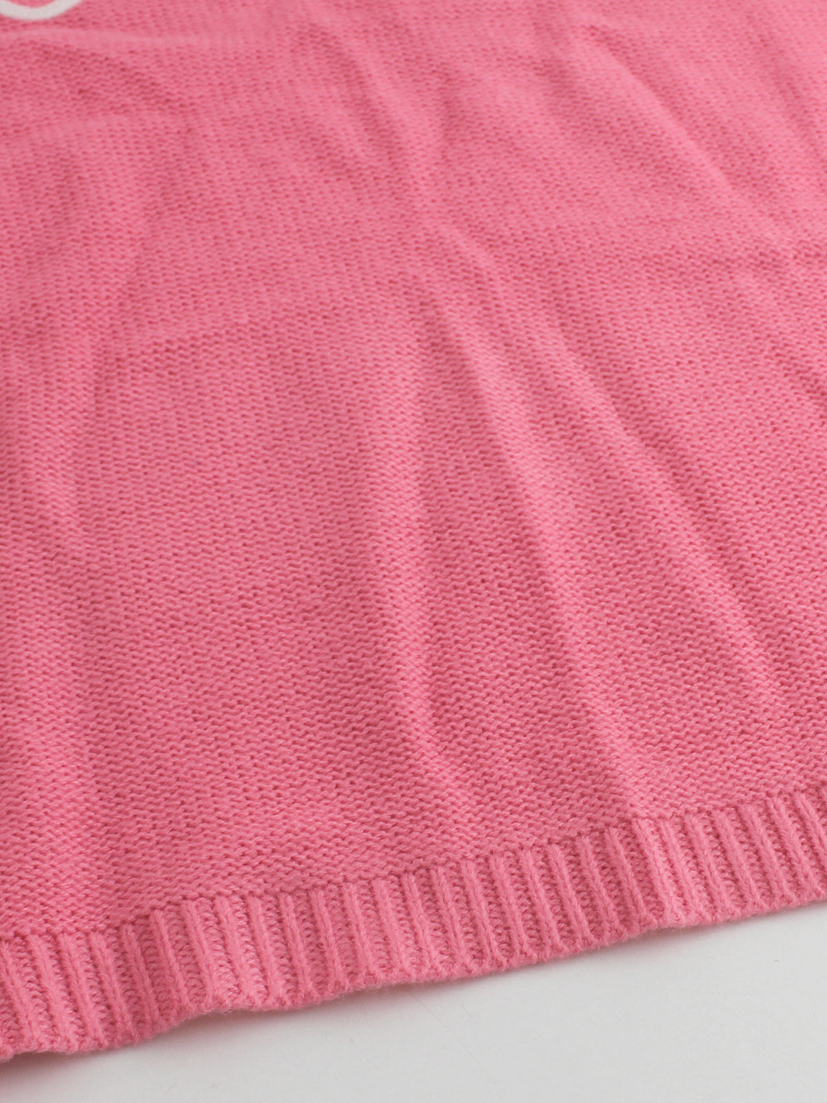Love Graphic Boat Neck Knit Top - Peach - 4