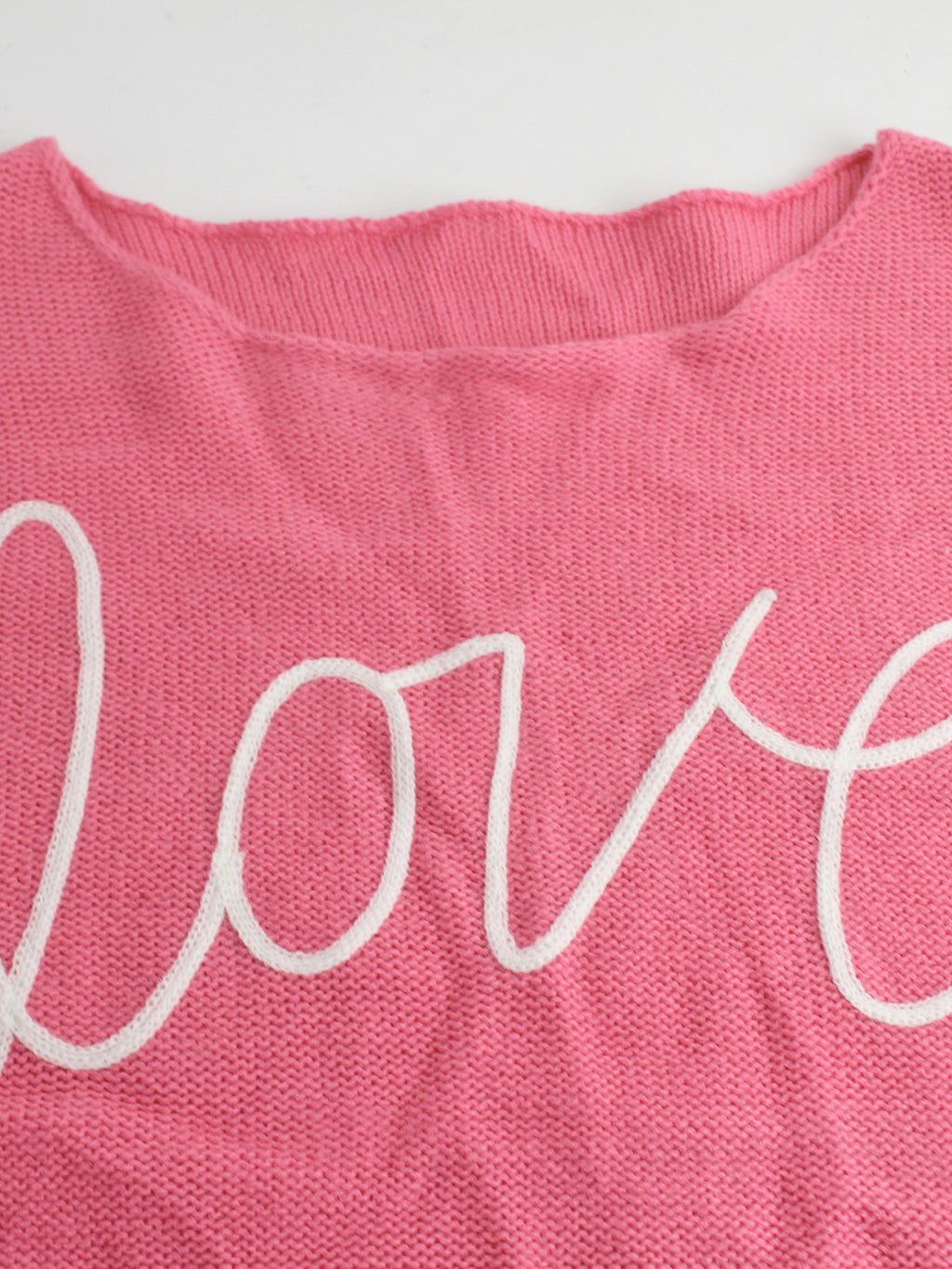 Love Graphic Boat Neck Knit Top - Peach - 6