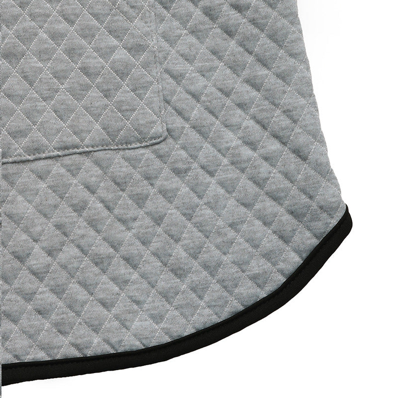 Quilted Texture Half Zip Pocket Sweatshirt - Grey - 8