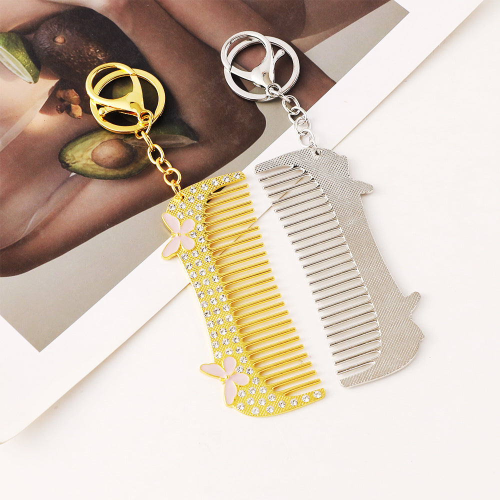 Rhinestone Flower Mini Comb Keychain - view 1