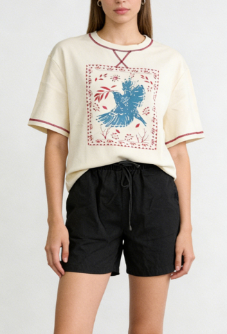 Bird Bandana Graphic Oversized Tee - view 2