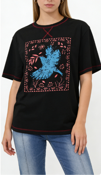 Bird Bandana Graphic Oversized Tee - view 3
