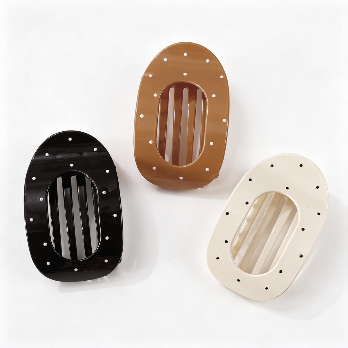 Oval Cutout Hair Claw Clip with Dotted Accents