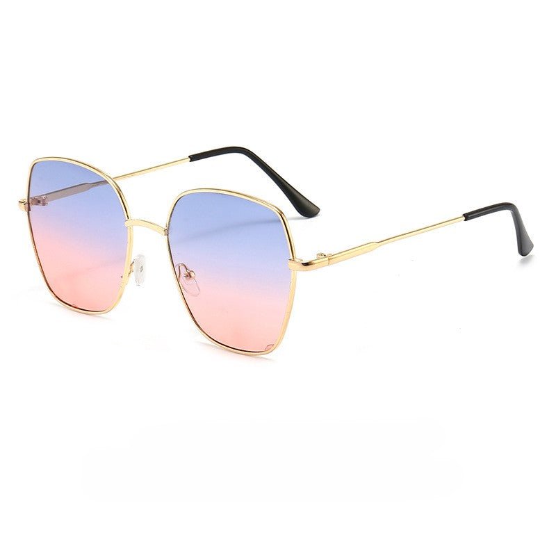 Oversized Metal Frame Gradient Sunglasses - BlueOrange