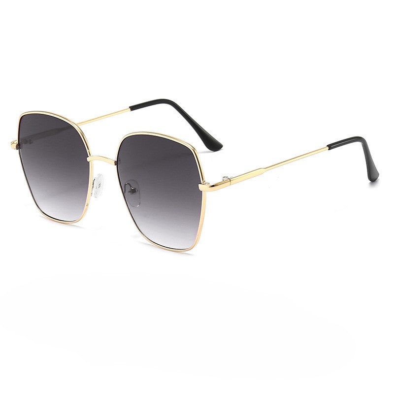 Oversized Metal Frame Gradient Sunglasses - DoubleGray