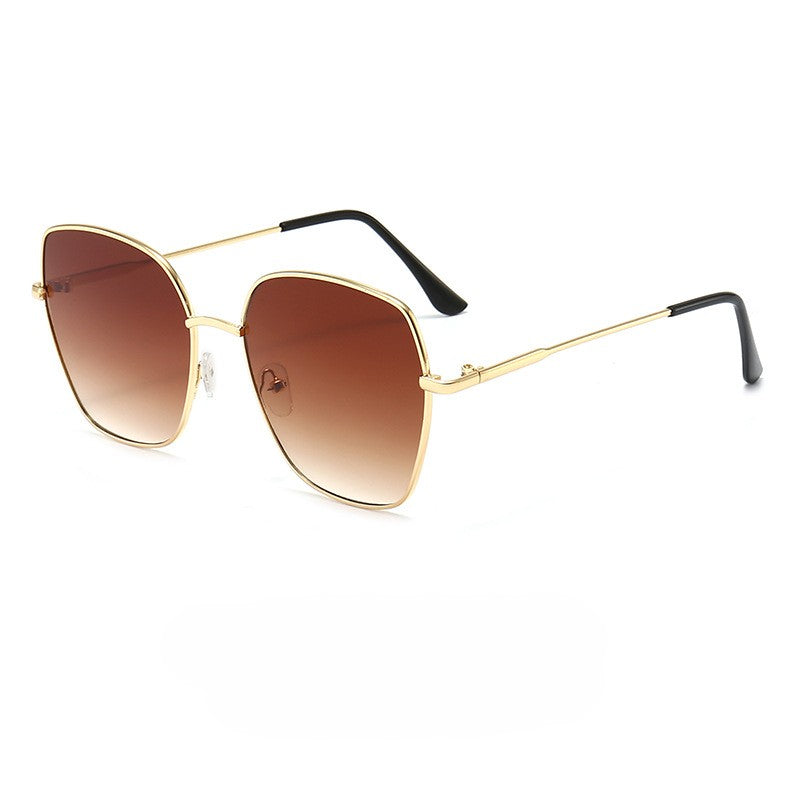 Oversized Metal Frame Gradient Sunglasses - DoubleTea