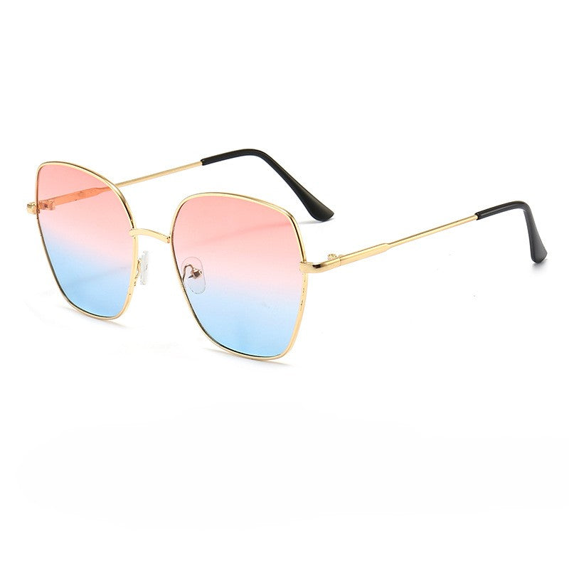 Oversized Metal Frame Gradient Sunglasses - PinkBlue