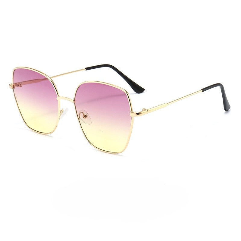 Oversized Metal Frame Gradient Sunglasses - PurpleYellow