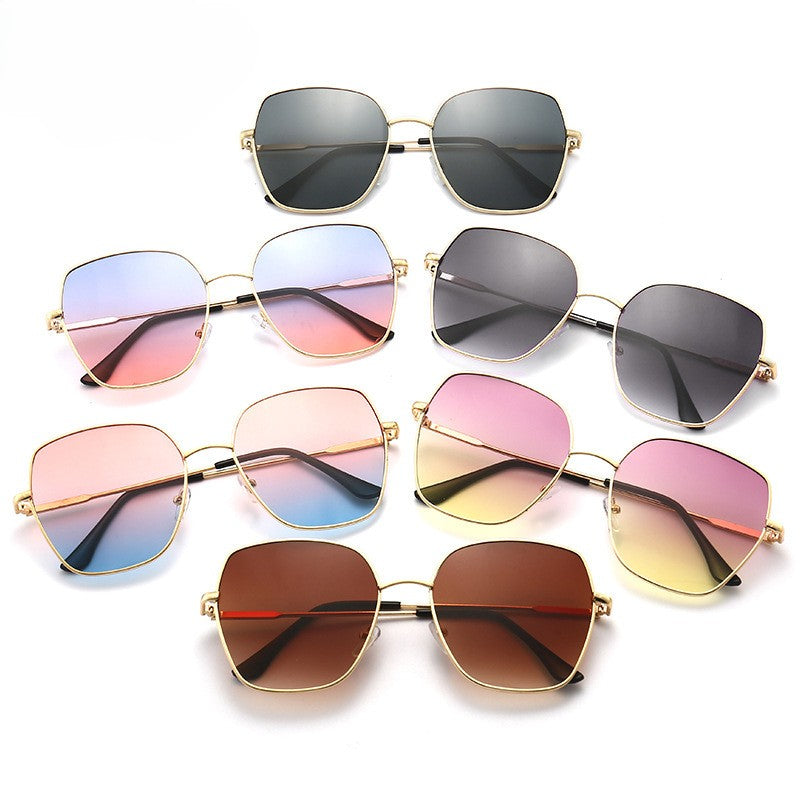 Oversized Metal Frame Gradient Sunglasses