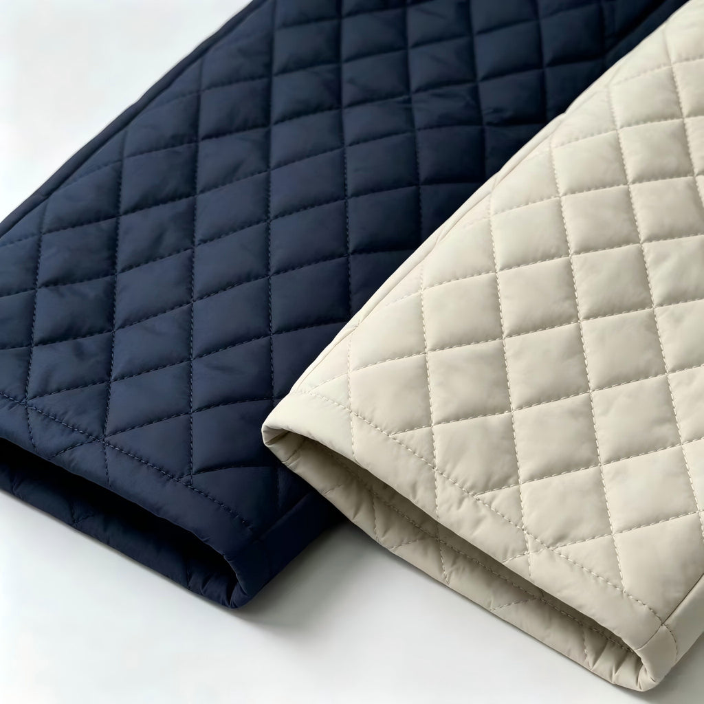 Diamond Quilted Sherpa Lined Drawstring Wide Leg Pants - Blue - 4