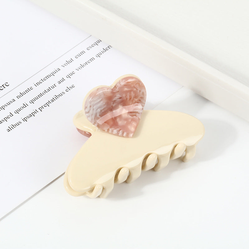 Heart Top Acetate Mini Hair Claw - Color_01
