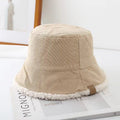 Reversible Sherpa Lined Twill Bucket Hat - Khaki