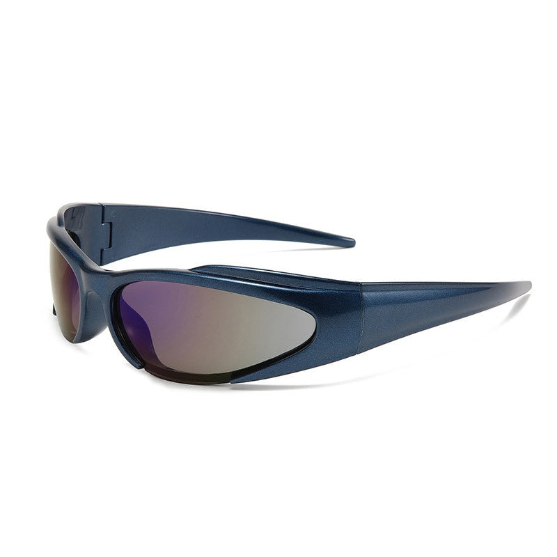 Y2K Wrap Around Sport Shield Sunglasses - BLUE