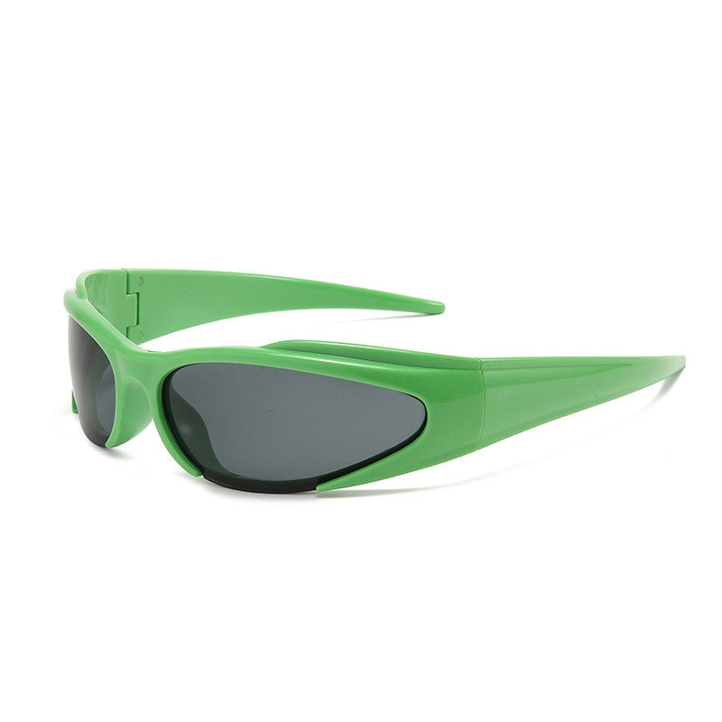 Y2K Wrap Around Sport Shield Sunglasses - GREEN
