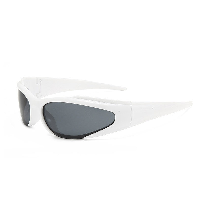Y2K Wrap Around Sport Shield Sunglasses - WHITE