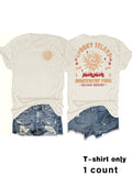 Retro Sunburst Spooky Graphic Tee - Apricot