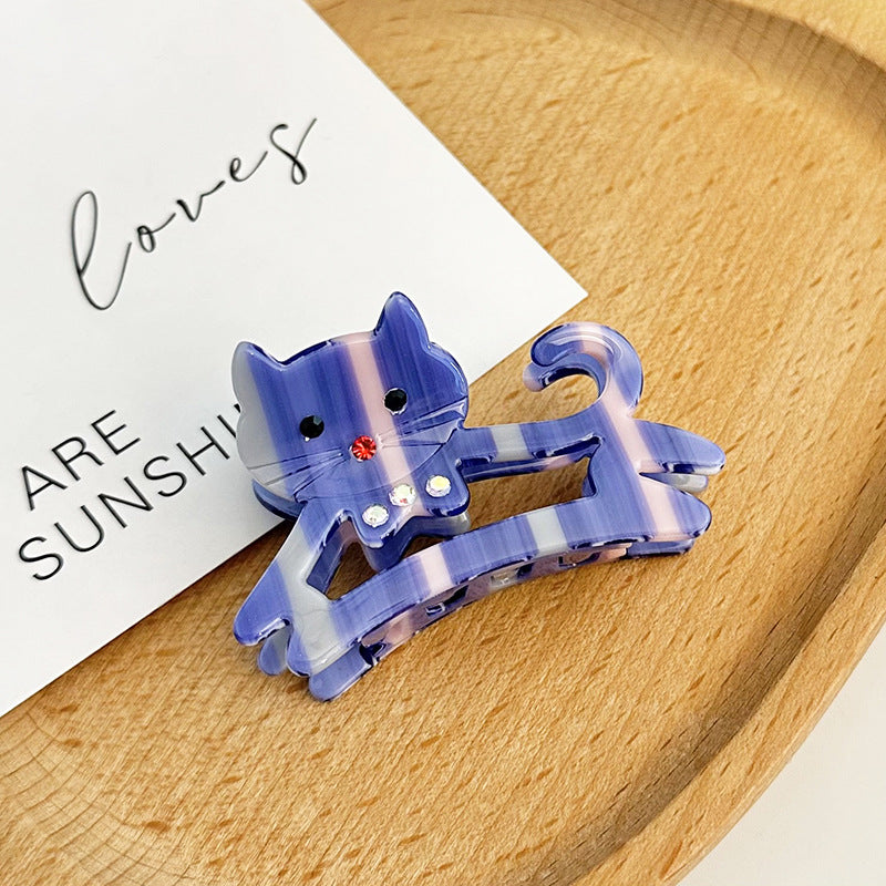 Marbled Acetate Cat Hair Claw Clip - Blue