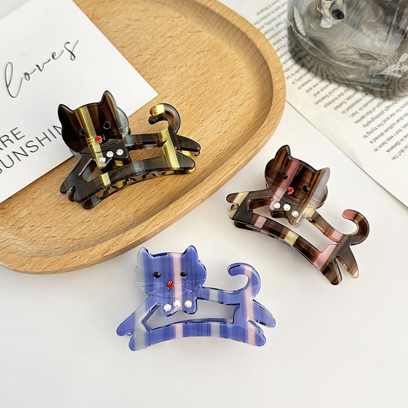 Marbled Acetate Cat Hair Claw Clip
