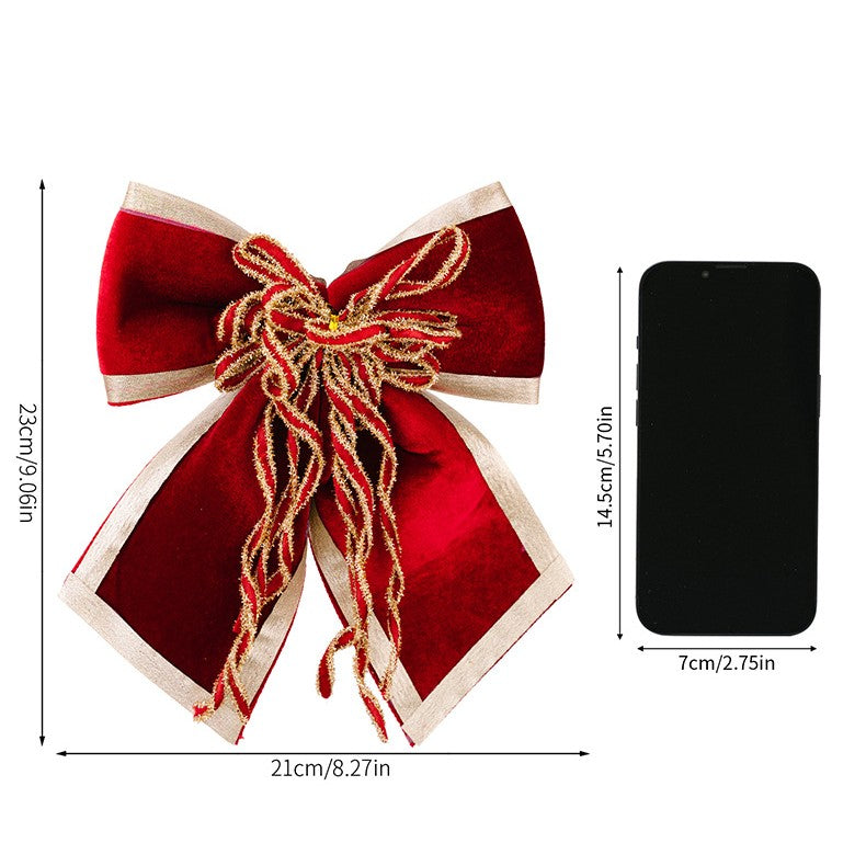 Large Velvet Christmas Bow with Sparkly Ribbon Tails - view 1