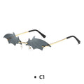 Rimless Bat Wing Novelty Sunglasses - Grey