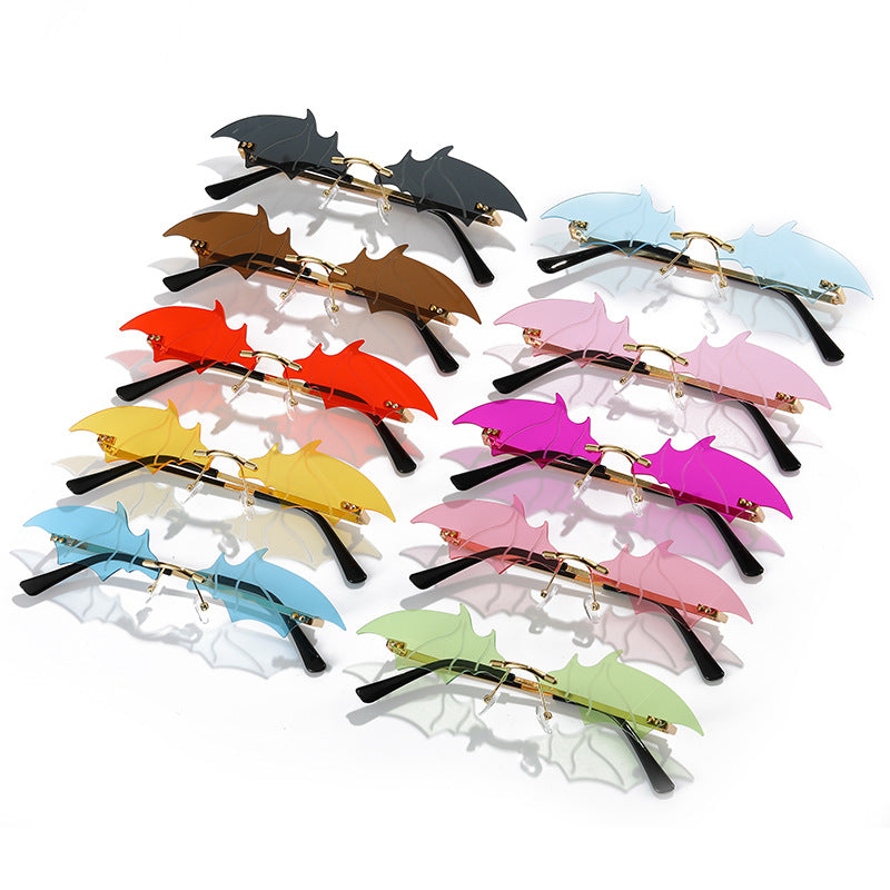 Rimless Bat Wing Novelty Sunglasses