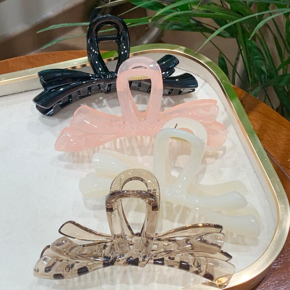 Glossy Ribbon Bow Hair Claw Clip